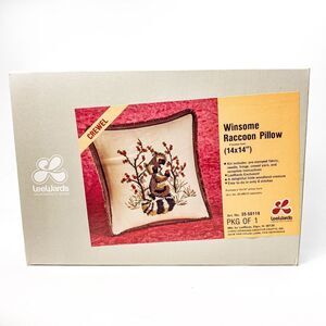 Vintage 1975 Winsome Raccoon Pillow Crewel Craft Kit